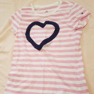 Tommy Girl Tshirt with Heart pink/white stripes